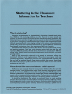 Stuttering in the Classroom: Information for Teachers